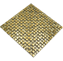 Fyrkantig mosaikplatta av glas och metall