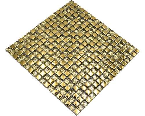 Fyrkantig mosaikplatta av glas och metall