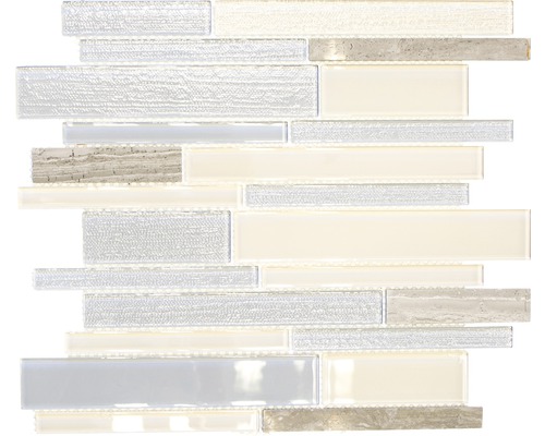 Mosaik glas natursten CM GV24 mix beige grå blank 28,6x30 cm