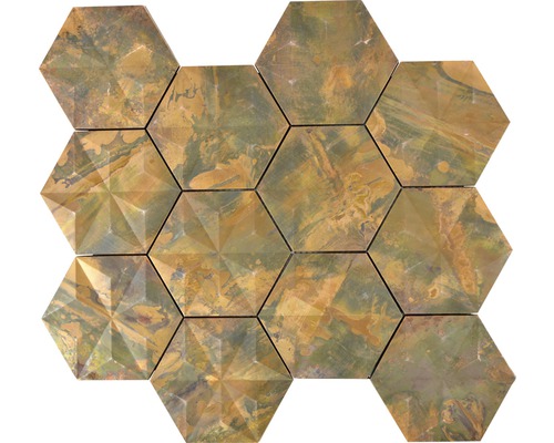 Mosaik metall XK 3DH 26 Hexagon 26,5x30,5 cm koppar