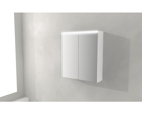 Spegelskåp med två dörrar och belysning för badrummet