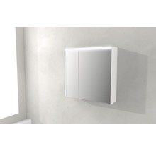 Spegelskåp BADEN HAUS Nizza 70.0 x 15.0 x 67.0 cm vit högglans 2 dörrar LED IP 44 (beröringsskyddat och striltätt)-thumb-1