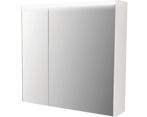 Spegelskåp BADEN HAUS Nizza 70.0 x 15.0 x 67.0 cm vit högglans 2 dörrar LED IP 44 (beröringsskyddat och striltätt)