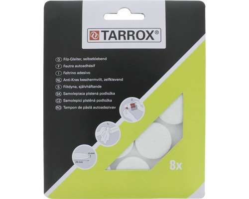 TARROX Filttassar självhäftande 28x6 mm vit 8 st