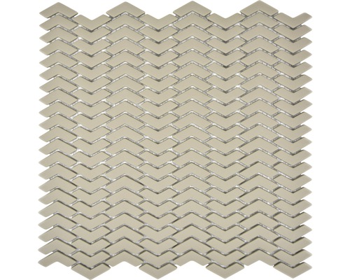 Mosaik glas fiskben cuba HB33C creme matt 29x29,5 cm Mosaikplatta med chevronmönster