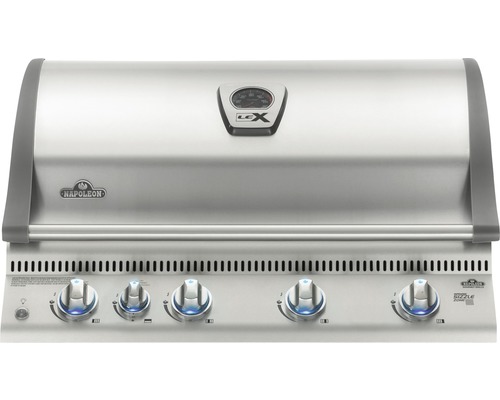 Gasolgrill i rostfritt stål med temperaturdisplay och fyra reglage