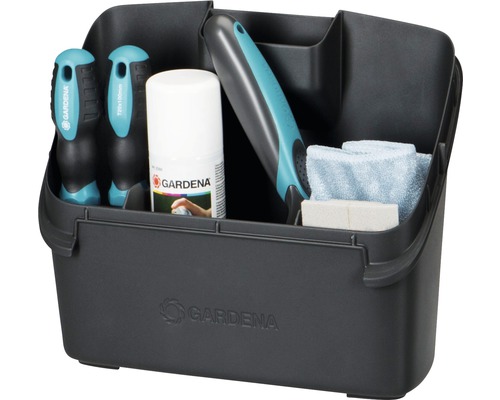 Bärbar korg för trädgårdsredskap med trädgårdsredskap, sprayburk, trädgårdssax och rengöringsdukar