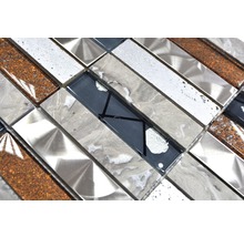 Mosaikplatta med glas-, sten- och metallelement
