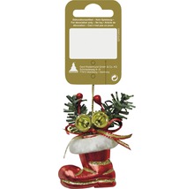 Dekorativ julstrumpa med klockor och grangrenar som julgransdekoration