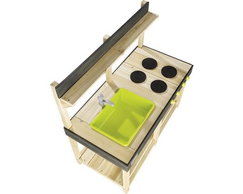 Leksakskök i trä med diskho och kokplattor för barn