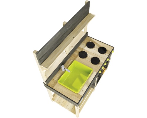 Lekstuga i trä med diskho och kokplattor