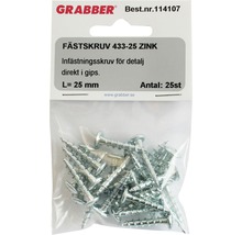 Förpackning med 25 zinkfästelement 25 mm