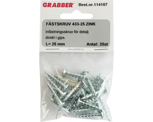 Förpackning med 25 zinkfästelement 25 mm