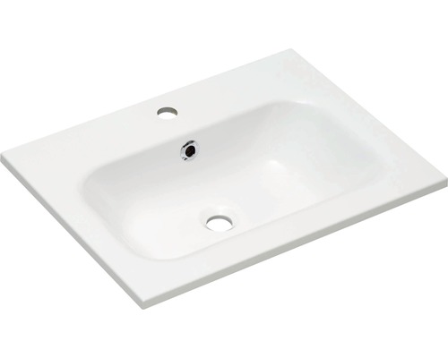 Tvättställ i keramik med kranhål och bräddavlopp