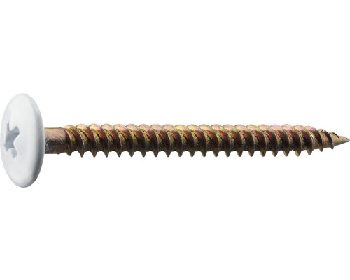 Plåt-och montageskruv GRABBER 4,2x45mm gulkromad/vitlackerad C1 25-pack BH45VITSB Försänkt skruv med Torx-drivning