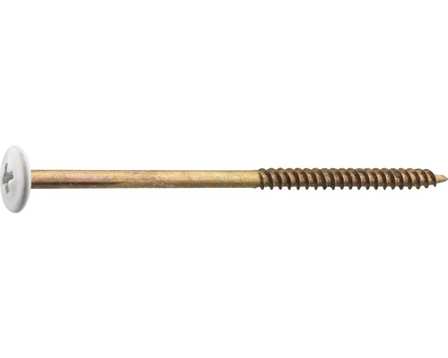 Plåt-och montageskruv GRABBER 4,2x85mm vitlackerad C1 25-pack BH85VITSB En träskruv med linshuvud och Phillips-spår