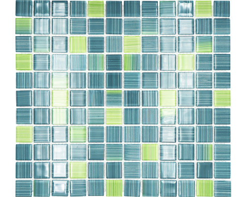 Mosaik glas Crystal CM 4250 30,2x32,7 cm grön mix Glasmosaikplatta