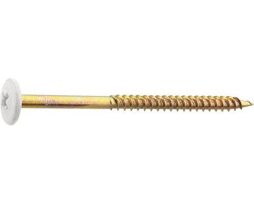 Plåt-och montageskruv GRABBER 4,2x65mm vitlackerad C1 100-pack BH65VITC En skruv med linshuvud och gänga.