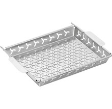 Grillkorg i rostfritt stål med handtag och utskärningar