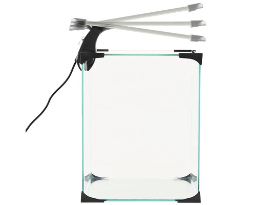 Tomt glasakvarium med LED-lampa