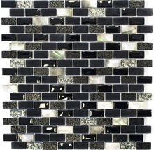 Mosaikplatta med rektangulära element av glas och pärlemor