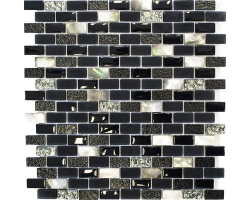 Mosaik glas XCM B03S mix svart 30x28,5 cm