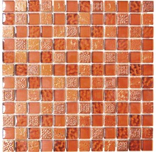 Mosaik glas XCM CB 30 mix röd 30x30 cm