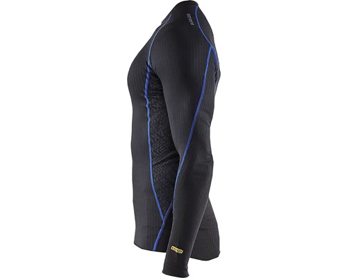 Svart funktionströja med långa ärmar och blå detaljer