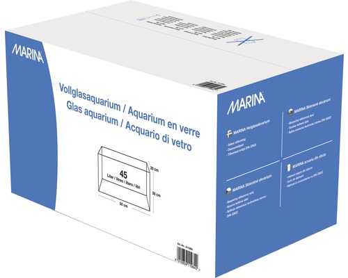 Förpackning för ett Marina helglasakvarium med en kapacitet på 45 liter