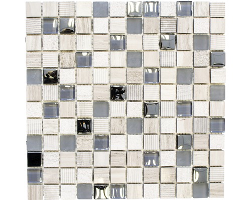 Mosaik glas XCM HQ20 ljusgrå 30x30 cm