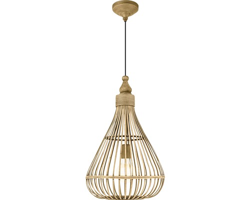 Taklampa EGLO Amsfield Ø35cm bambu Pendellampa i metall med droppformad lampskärm