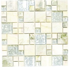 Mosaikplatta av glas och natursten