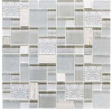 Mosaikmatta av glas och natursten