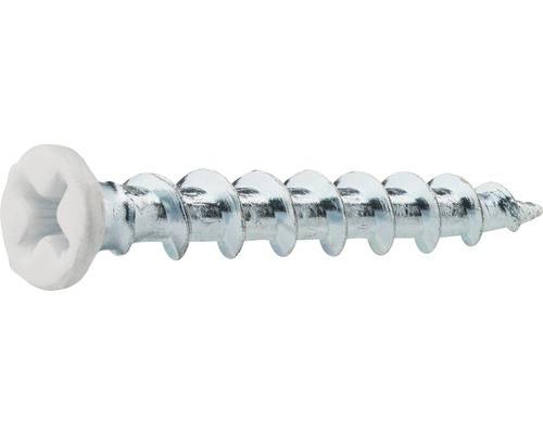 Elmontageskruv GRABBER 5,0x32mm vitlackerad C1 100-pack EMS32VITC En skruv med försänkt huvud och kryssspår