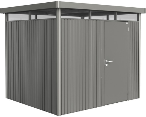 Redskapsbod BIOHORT HighLine H3 standarddörr 275x235cm kvartsgrå-metallic Redskapsbod i metall med dörr