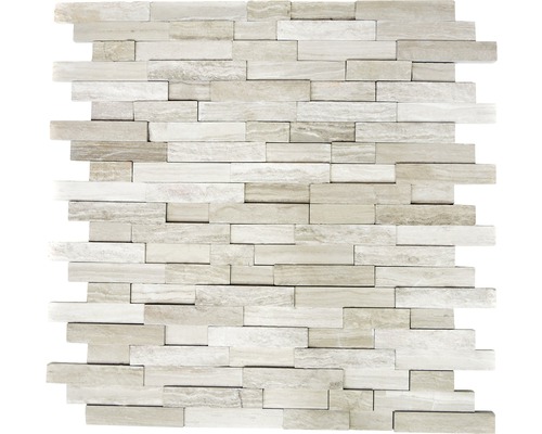 Mosaik natursten XNC 3D20 marmor grå 31,5x30 cm Kakelmosaik av natursten