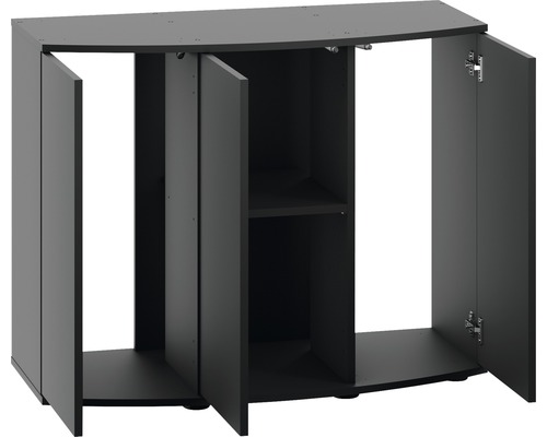 Akvariumskåp med öppna dörrar för förvaring av akvarietillbehör