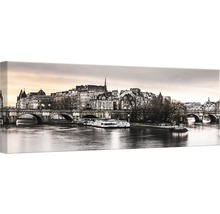 Canvastryck av Paris stadsbild med bro över floden