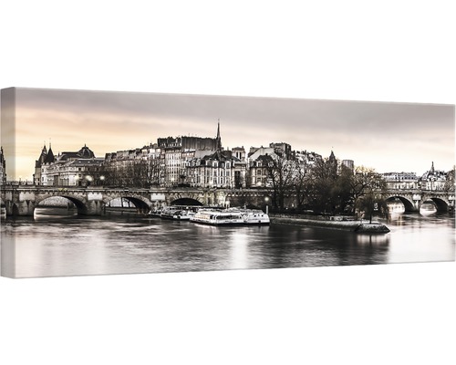 Canvastryck av Paris stadsbild med bro över floden