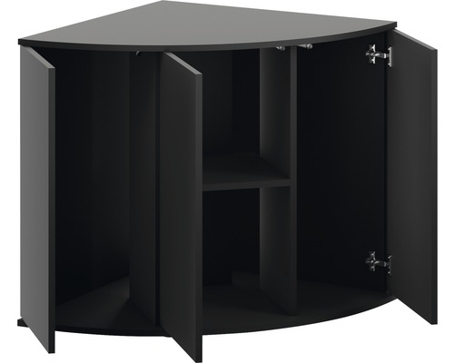 Hörnskåp med öppna dörrar