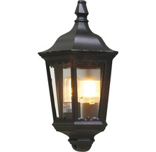 Svart utomhusvägglampa i lyktstil med glödlampa