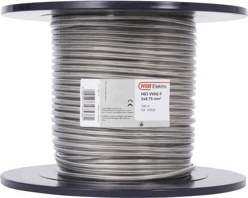 HSB Elektro H03 VVH2-F elkabel 2x0,75 mm² på spole