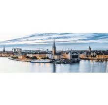 Panoramavy över Stockholm med byggnader och vatten