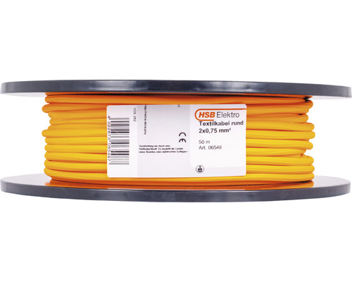 Textilkabel på spole, 2 x 0,75 mm², 50 meter