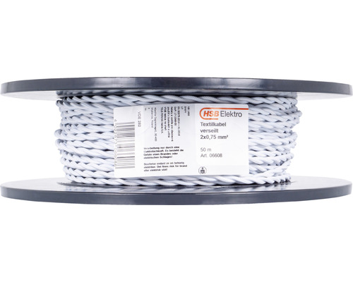 Textilkabel på spole, 2x0,75 mm², 50 meter