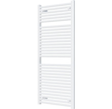 Vit badrumsradiator med horisontella värmerör.