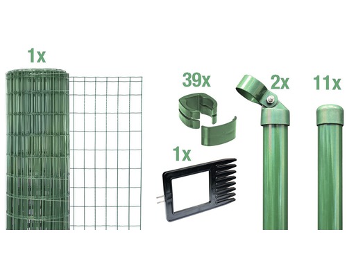Stängselset ALBERTS Fix-Clip Pro® för nedgjutning 25x1,02 m grön