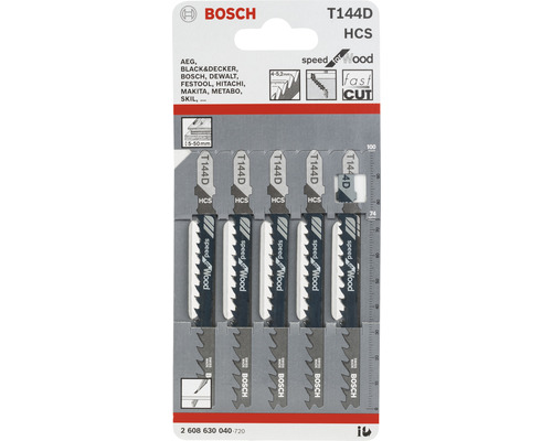 Bosch tigersågsblad T144D HCS, 5-pack för trä