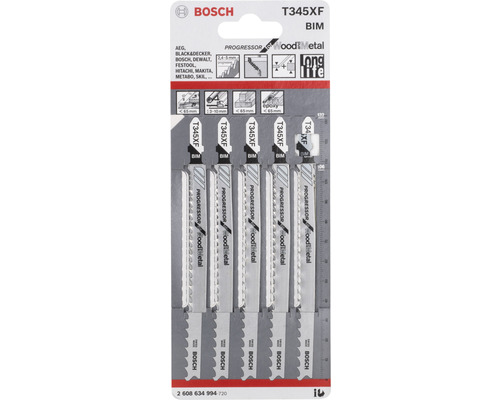 Bosch sticksågsblad T345XF set för bearbetning av trä och metall