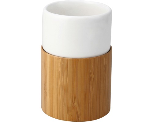 Tandborstmugg FORM&STYLE Curetta keramik vit bambu BWO-0138B